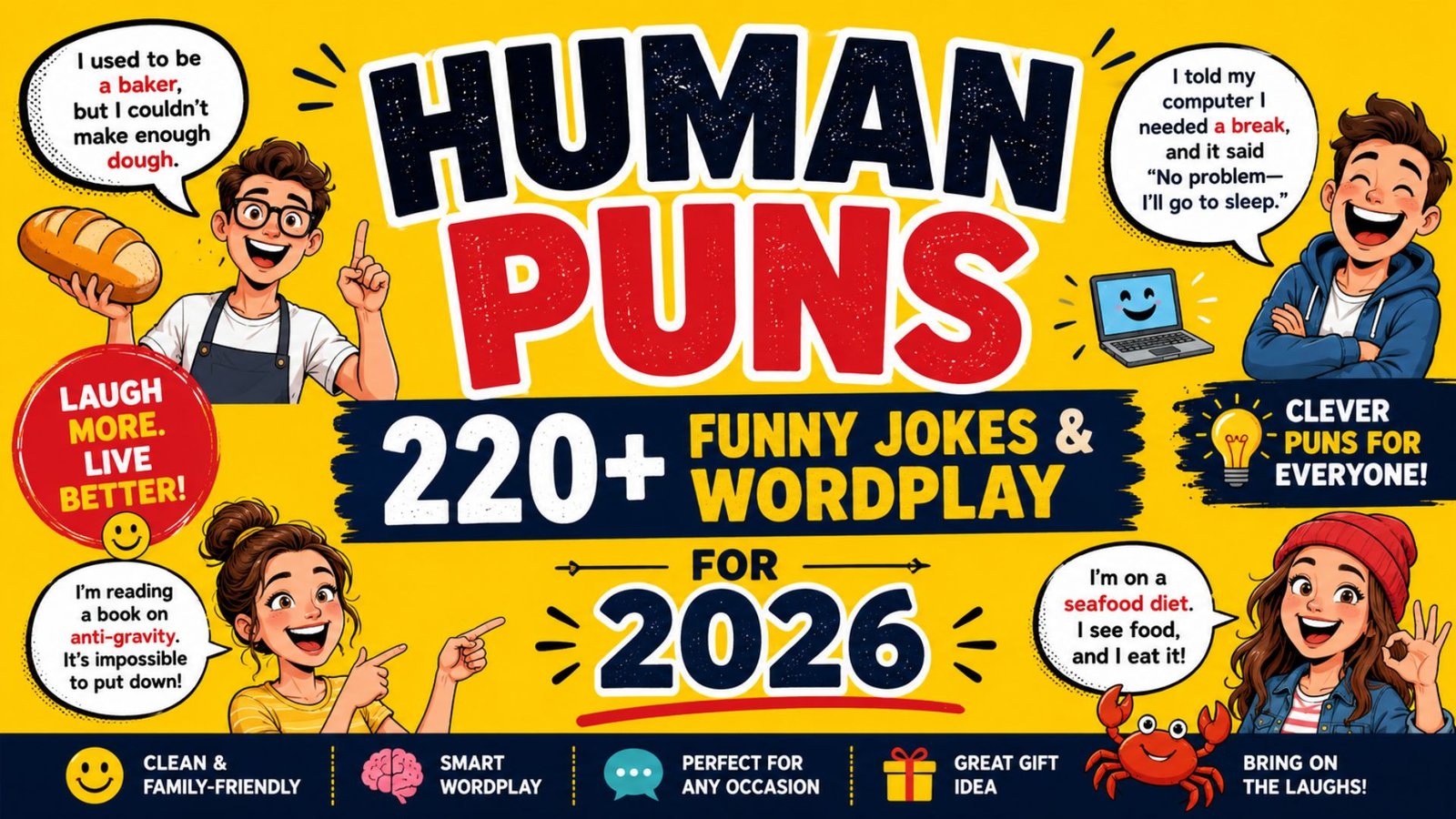Humane Jokes Human Puns: 220+ Funny Jokes & Wordplay for 2026