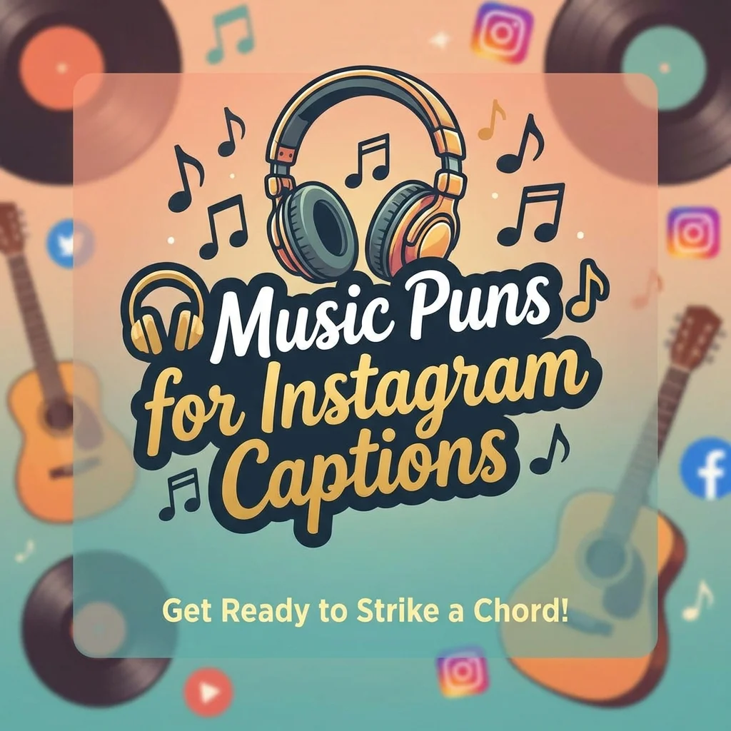 Music puns for Instagram captions with funny and creative song-inspired wordplay ideas