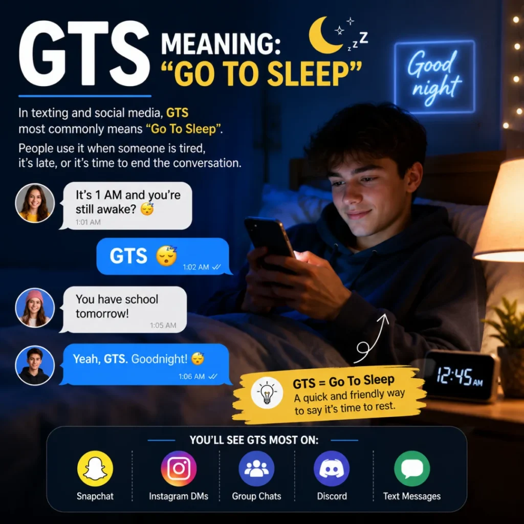 GTS meaning Go To Sleep explained with a late-night texting conversation