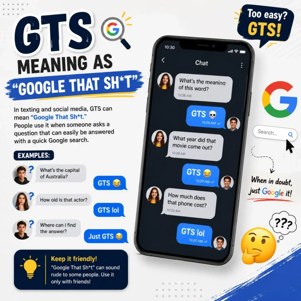 GTS meaning Google That Sh*t explained through search-themed text message examples